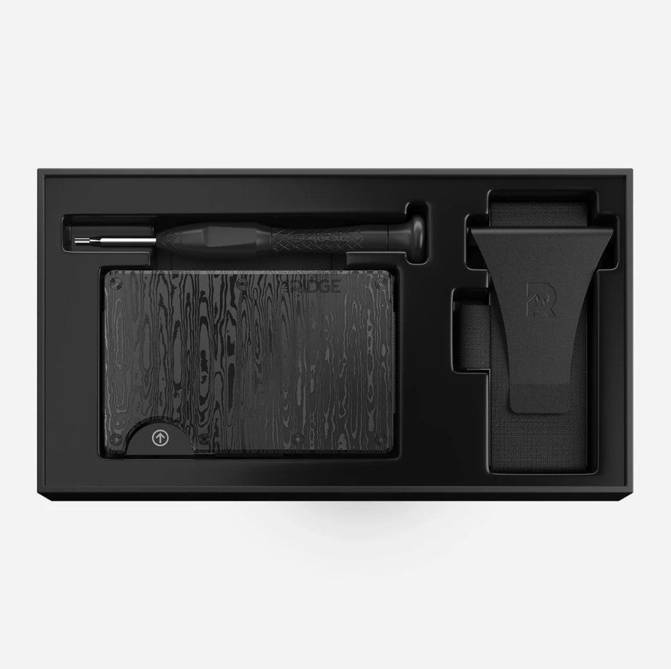 Ridge RFID Wallet Black Damascus