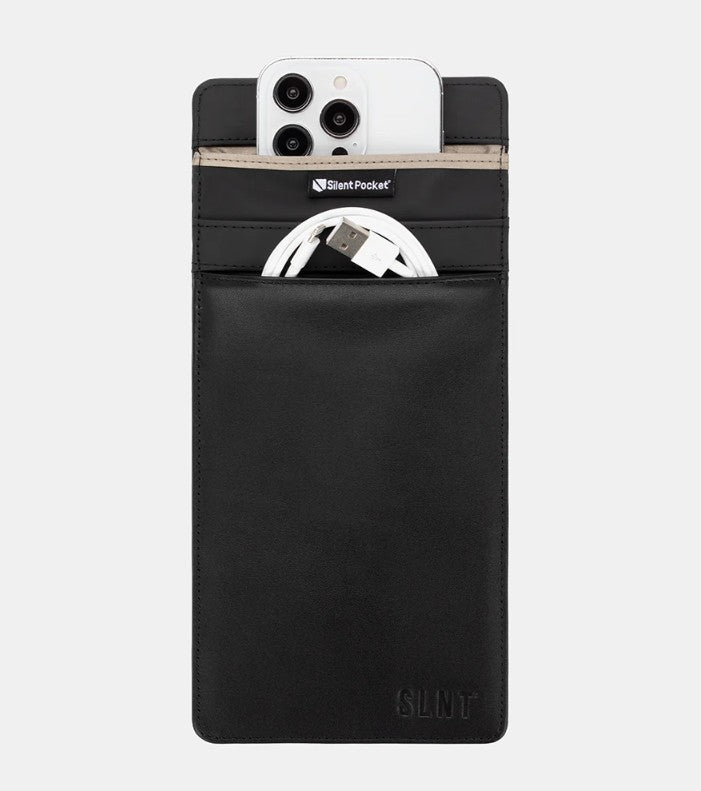 SLNT Faraday Phone Sleeve Medium Black Leather